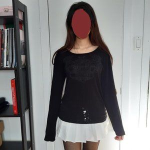 black long sleeve shirt dragon fly design